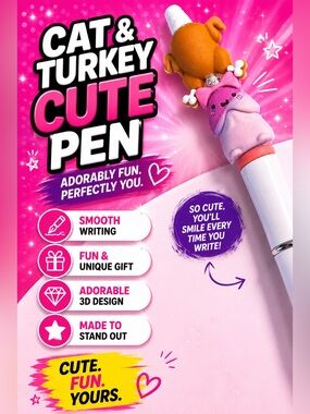 Funny Hand Crafted Pink dck & Turkey Novelty Pen